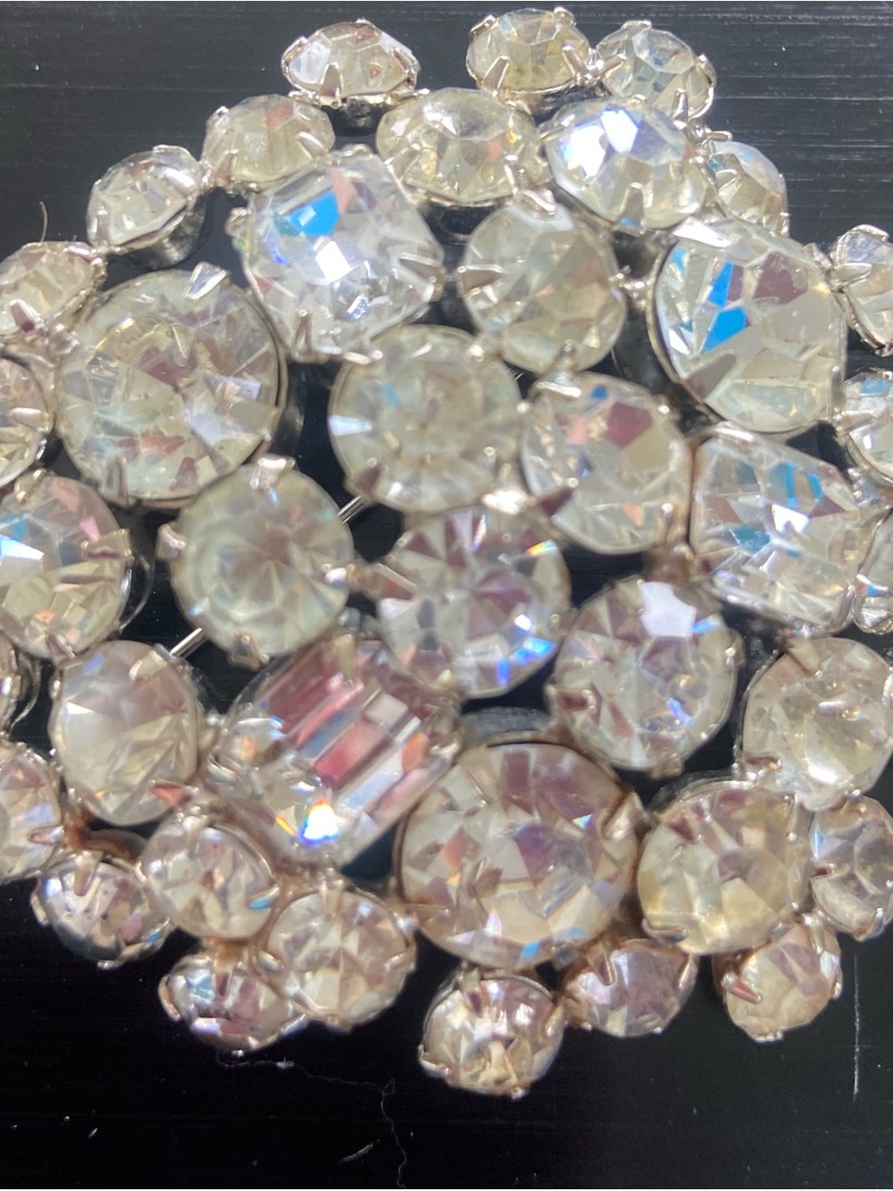 Vintage-Albert Weiss Signed Clear Crystal Cluster Brooch - Elegant Sparkle! - Picture 2 of 3